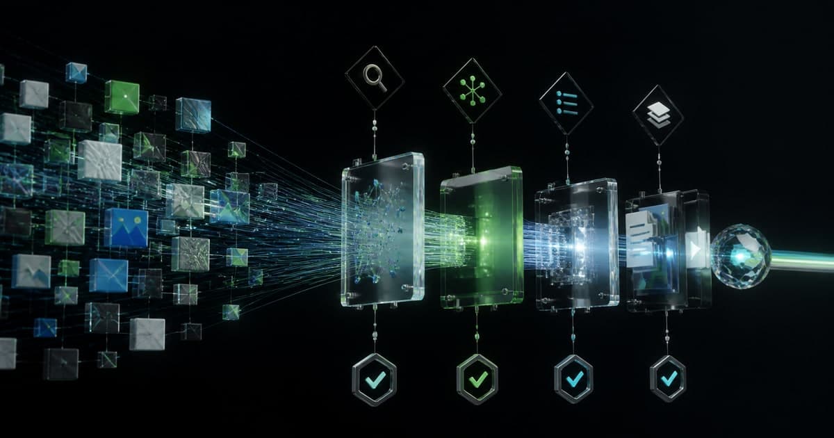 Structured editorial content moving through AI assistance and human approval