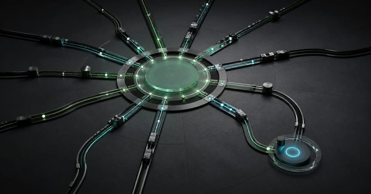 Green and cyan signals crossing calibrated glass stages inside a fixed response window